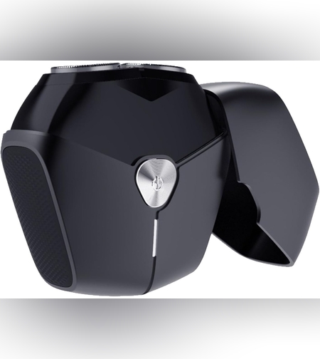 Aparat de Ras Portabil, Flippy, 8W, Autonomie 60 min, Incarcare Cablu Type C Inclus, Periuta de Curatare, Husa, Reincarcabil, 7.3x7.5x3.3 cm, Negru