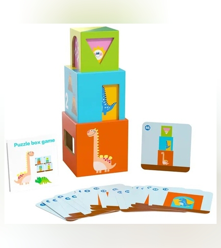 Jucarie de Construit, Flippy, Puzzle Box, Blocuri Stivuibile, 4-6 Ani, 5 Cuburi, 48 de Modele de Construit, 1 Manual, 12.8 x 12.8 x 12.8 cm, Multicolor