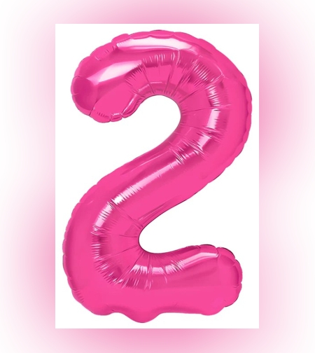Balon din Folie Metalizata, Flippy, Figurina Cifra, Model 2, Tema Aniversare 100 cm, Ambalaj Individual, Pai Inclus, Umflare cu Aer sau Heliu, Roz