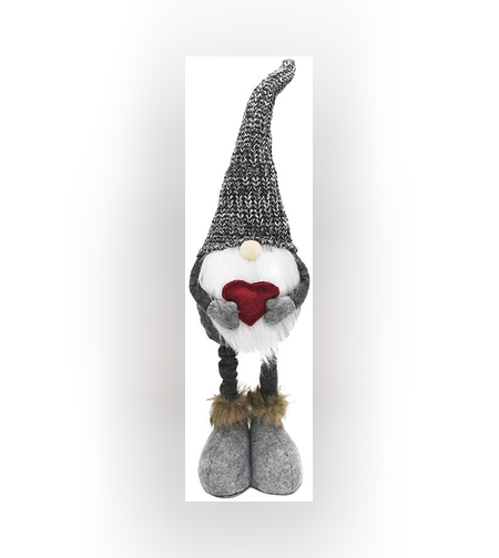 Figurina Decorativa, Pentru Craciun, Flippy, Spiridus, Omul Padurii Indragostit, Picioare Telescopice, Inaltime reglabila 42 - 52 cm, Gri