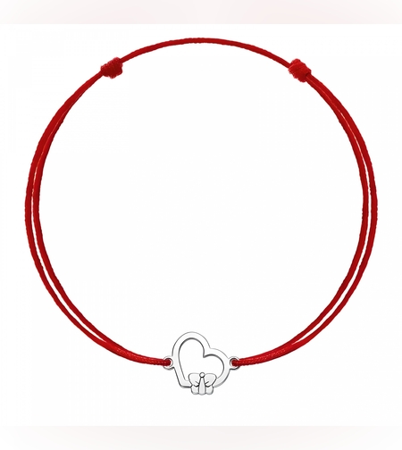 Bratara Snur Reglabil, Argint 925, Inima cu Fluture, Jolie Silver, 0.5 g, 1.5 cm x 1 cm