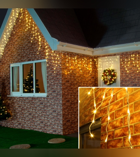 Instalatie de Craciun Premium Flippy® Tip Franjuri cu Flash 8 m 252 LED-uri Alb Cald 2096WW Interconectabila