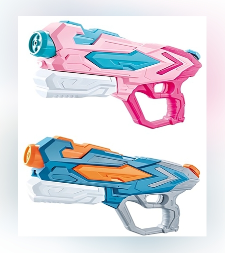 Set 2x Pistol cu Apa pentru Copii, Rezervor, Pentru Piscina/Plaja, Flippy, 6ani+, Roz + Albastru, 4 duze, 900 ML