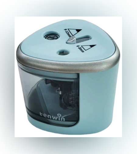 Ascutitoare Electrica cu 2 Gauri, Flippy, Gri, Baterii 4 x AA (neincluse), 7.5 x 7.5 x 7.5 cm, Albastru