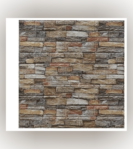 Set 10 Stickere de Perete, Flippy, Autoadezive, 70 x 77 cm, 2.5 mm Grosime, Suprafata Acoperita 5.3 mp, din PVC, Model Caramida, Roscat