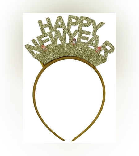Bentita/cerc Happy Newyear, culoare auriu, marime standard, Flippy