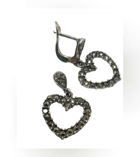 Cercei Argint 925 Inima cu Marcasite