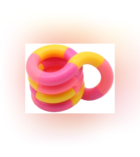 Jucarie Senzoriala Antistres, Flippy, Fidget Twist, cu Miscari Infinite de Decompresie, 2 Culori, Galben/Roz, + 3 ani