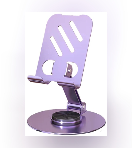 Suport rotativ pentru telefon, Flippy, Complet Metalic, Pliabil, Design Modern pentru Desktop, Multifunctional, Compatibil cu Tableta, 10.5 x 9 x 9 cm, 80 g, Mov