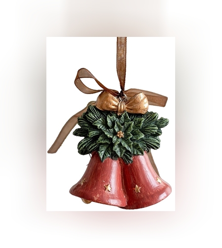 Decoratiune de Craciun, Flippy, pentru Brad, Model Clopotei, 8 x 7 cm, din Rasina, Multicolor