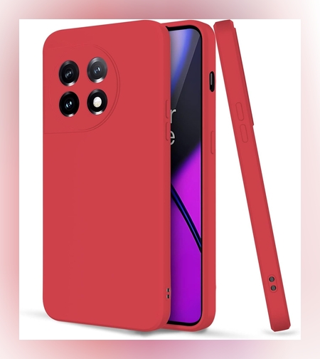 Husa de Protectie, Flippy, pentru OnePlus 11 5G, Liquid Silicone, cu Microfibra pe Interior, Protectie Antisoc, Compatibil Incarcare Wireless, Rosu