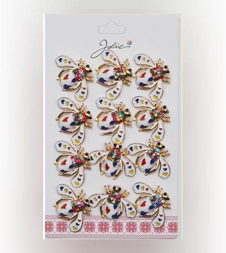 Set 12 Brose Martisor Primavara Albina Alba cu Inimi Colorate