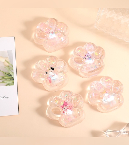 Jucarie Antistres Squishy, Flippy, cu Revenire Lenta, Squeeze Pinch Family, Model Cat Paw, 6.5 x 7 cm, din Tpr, 4-6 Ani, Model 1 Figurina, Transparent