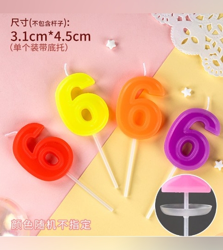 Lumanare Tort, cifra 6, Flippy, Culoare Random