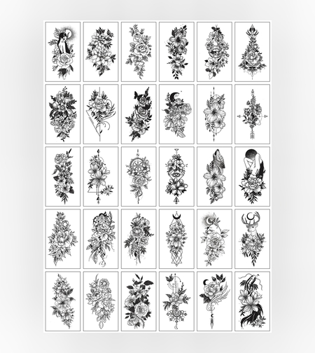 Set 30 Tatuaje Temporare, Flippy, pe Baza de Apa, Model 4, Negru