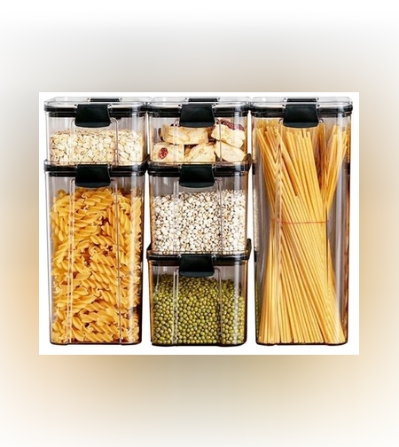Set 6 Recipiente din Plastic, Flippy, pentru Alimente/Obiecte, Inchidere Ermetica, 2 x 460 ml, 2 x 700 ml, 1 x 1300 ml, 1 x 1800 ml, Transparent