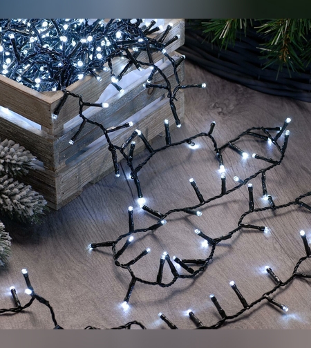 Instalatie Craciun, 20 metri, 200 de LED-uri, Alb Rece, cu energie solara, fir de cupru, liniar, interior/exterior, Flippy