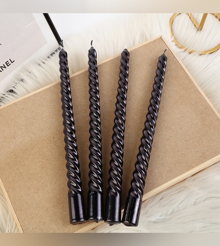 Set 4 Lumanari pentru Masa, Cina, Decor, Flippy, Model Rasucit, Lungime 25 cm, Negru