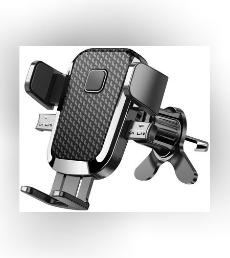 Suport Auto Telefon Flippy, Prindere Grila Ventilatie, Tija Fixare Reglabila, Rotativ 90 grade, Design Modern, Detalii Fine, Material Plastic si Silicon, 11 x  8.5 cm, Model 3, Negru