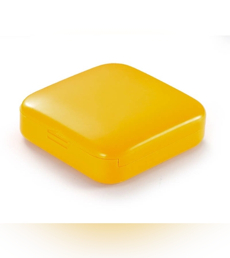 Cutie depozitare medicamente, 2 compartimente, Glisanta, Galben, Patrata, Flippy, Inchidere etans