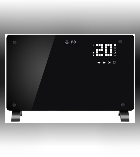 Convector Electric, Flippry, 2000W, Wi-Fi, Termostat, afisaj LED, Touch Screen, Control din Telefon, 82.3x12x45.6 cm, Negru