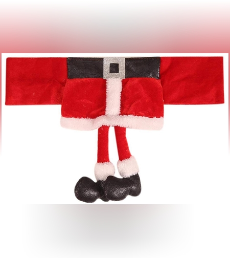 Decoratiune pentru scaun cu tematica de Craciun Flippy, elastica, material textil/poliester, 46 x 30 cm, rosu