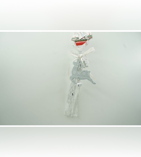 Ornament de brad craciun cerb, Flippy, gri, lemn, 25 cm