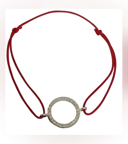 Bratara Snur Reglabil, Argint 925, Cerc Mare Cu Pietre, Jolie Silver, 1 g, 2 cm x 1.5 cm