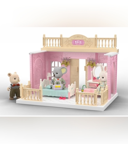 Dormitor pentru papusi cu mobilier si figurina