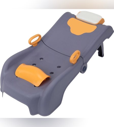 Suport Pliabil pentru Spalat Parul Flippy, Pentru Copii, 0 - 16 ani, cu Picioare Antialunecare, Material Polipropilena, Suport Cap Reglabil, cu Manere, 82 x 40 x 28 cm, Bleumarin