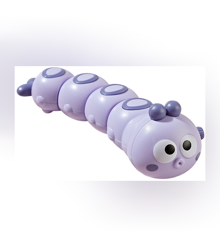 Jucarie mecanica pentru copii Flippy, omida haioasa, cu cheita, distractiva, se taraste, se misca, 15 x 4 cm, mov