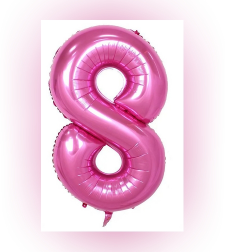 Balon din Folie Flippy, Cifra 8, 81 cm, Pentru Aer sau Heliu, Bulk, Roz