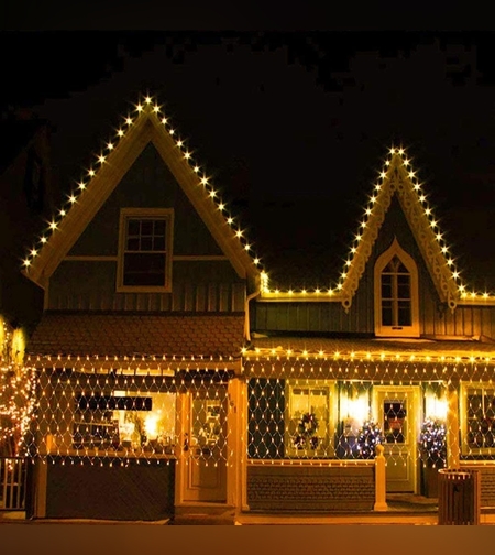 Instalatie Craciun, Tip Plasa, IP 44, 30 x 1 m, 1200 LED-uri, Alb cald, 8 jocuri de lumini, Transformator fara telecomanda, Interconectabila, Prelungitor 3 m inclus, Fir transparent, Flippy