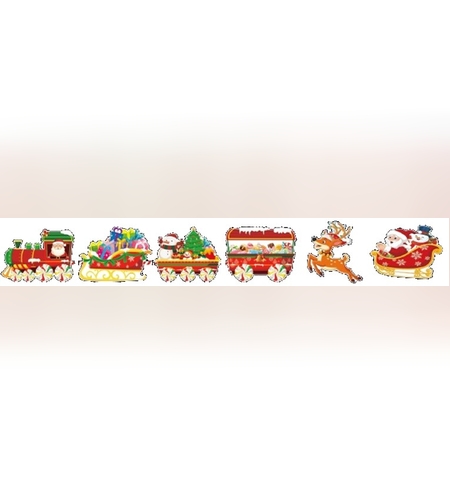 Decoratiune de Craciun, Flippy, pentru Gradina, Tip Trenulet, 6 Figurine + Bete de Infipt in Pamant, din Plastic, Impermeabil, Model Mos Craciun in Tren si in Sanie, Multicolor