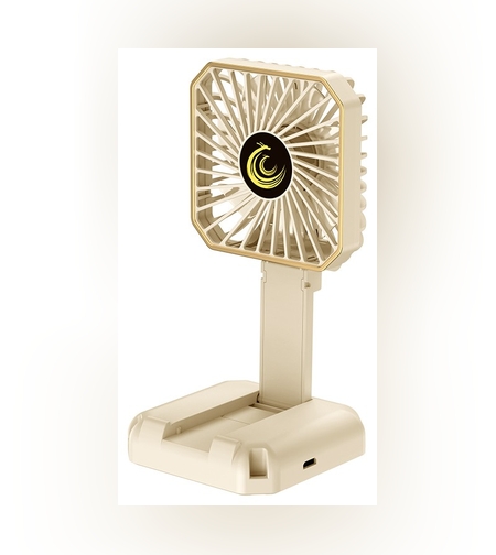 Ventilator Portabil, Flippy, de Gat, de Birou, Suport Telefon, 14 x 7 cm, Incarcare USB, din ABS, 3 Viteze, Bej