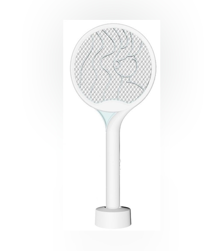 Paleta Electrica pentru Tantari, Muste si Tantari 2in1, Flippy, Reincarcabila, Incarcare USB, 2600V, Plastic, Casa si Gradina, Anti-insecte, Stand, 23x51 cm, Alb