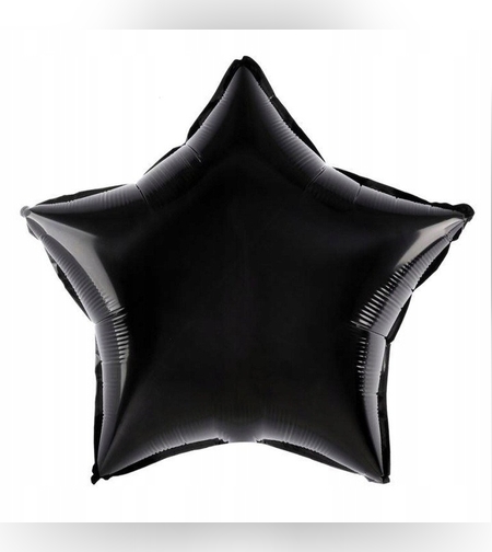Balon din Folie Metalizata, Flippy, Figurina Stea, Model Simplu, Tematica Aniversare, 40 cm, Ambalaj Individual, Pai Inclus, Umflare cu Aer sau Heliu, Negru