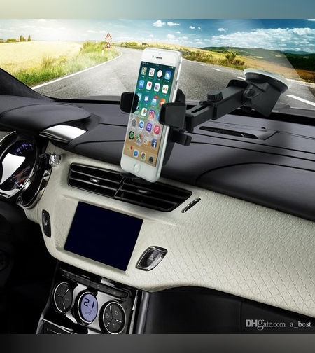 Suport auto pentru telefon, 2nd A1 Telescopic cu Ventuza Negru