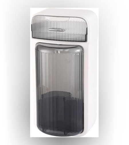 Organizator Baie, Flippy, 4 Compartimente si 1 Sertar, Rotire 360 Grade, din PP+PET, 27.5 x 16 x 11 cm, Alb/Negru