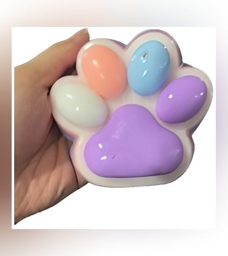 Jucarie Antistres Squishy, Flippy, cu Revenire Lenta, Squeeze Pinch Family, Model Cat Paw, 12.5x10.5 cm, 220g, Ambalaj Transparent, Model 020, Multicolor