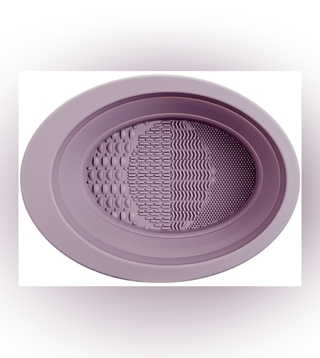Accesoriu din silicon pentru curatarea accesoriilor makeup, pensule, buretei, 14.5 x 11,5 cm, 2 moduri de utilizare, pliabil, mov