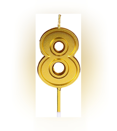 Lumanare pentru Tort Cifra 8, Flippy, 4.8 cm, Aniversare, Aurie
