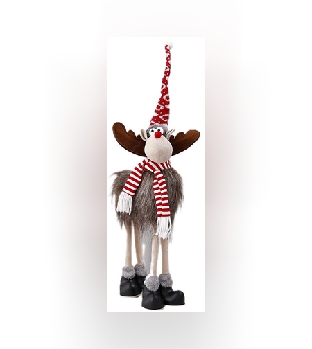 Figurina de Craciun, Flippy, Ren 3D, din Panza si Polistiren, 70 cm Inaltime, Multicolor