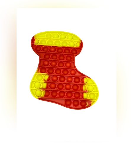 Jucarie antistres din silicon, Flippy, Pop It Now and Flip It, Ciorap Craciun, Rosu/Galben