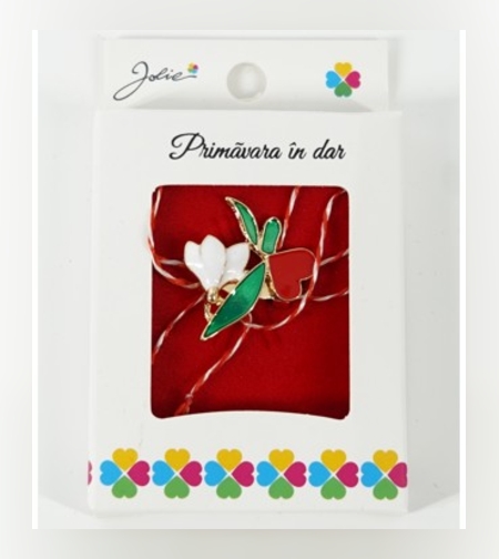 Martisor Brosa Mica in Cutie, Dimensiune Brosa 2.5-3 cm, Material Metal, Model Ghiocel