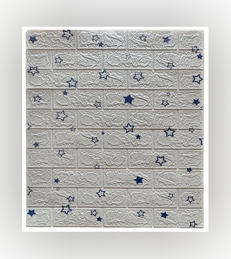 Set 10 Stickere de Perete, Flippy, Autoadezive, 70 x 77 cm, Suprafata Acoperita 5.3 mp, din PVC, Model Stelute Albastre, Alb