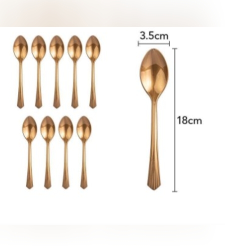 Set 10 Linguri de unica folosinta 15 x 3.3 cm, bronz