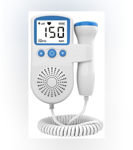 Monitor Fetal Doppler, Flippy, Monitorizare Sarcina, Ritm Cardiac, Ecran LCD 4.5 cm, 2 x Baterii AA (neincluse), Portabil, din ABS, 12.8 x 9.6 x 3 cm, Utilizare de la 9 Saptamani, Albastru