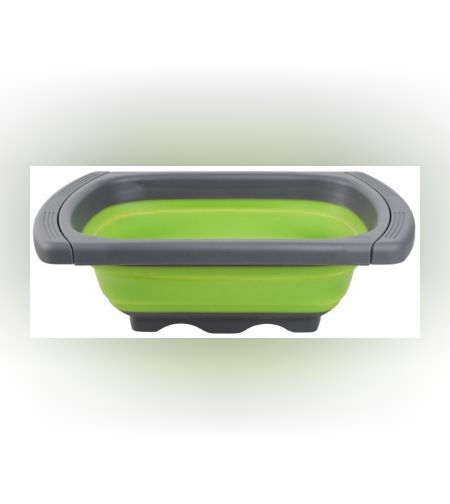 Cos de Scurgere Retractabil pentru Chiuveta, Flippy, cu Filtru, pentru Fructe si Legume, de Uz Casnic, 39x12 cm, Design Extensibil pana la 61 cm, cu Manere de Prindere, Verde