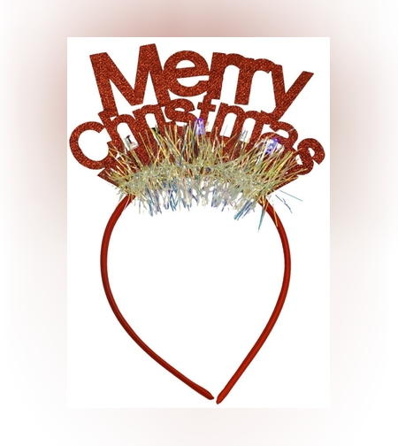 Bentita/cerc Mery Cristmas, culoare rosu cu sclipici, marime standard, Flippy